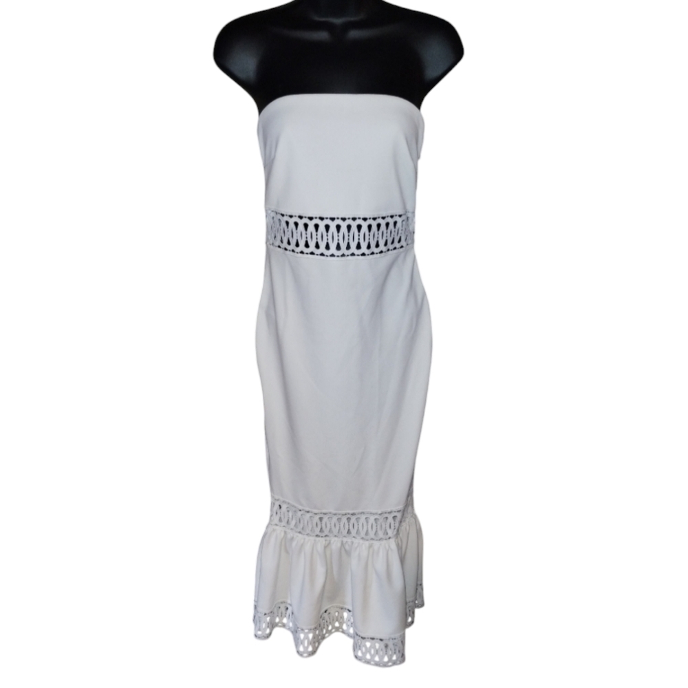 ASOS white cutout tiered strapless white dress size 6, excellent condition